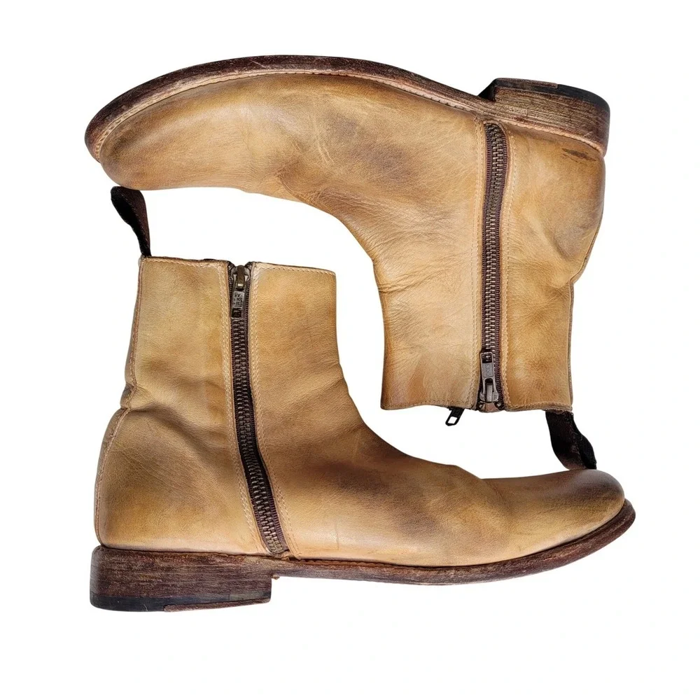 Bed Stu Tan Double Zipper Handmade Leather Boots - Picture 7 of 8